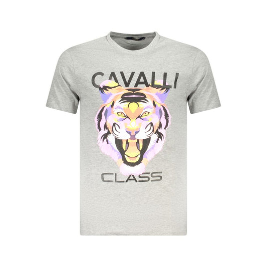 Cavalli Class Gray Cotton T-Shirt