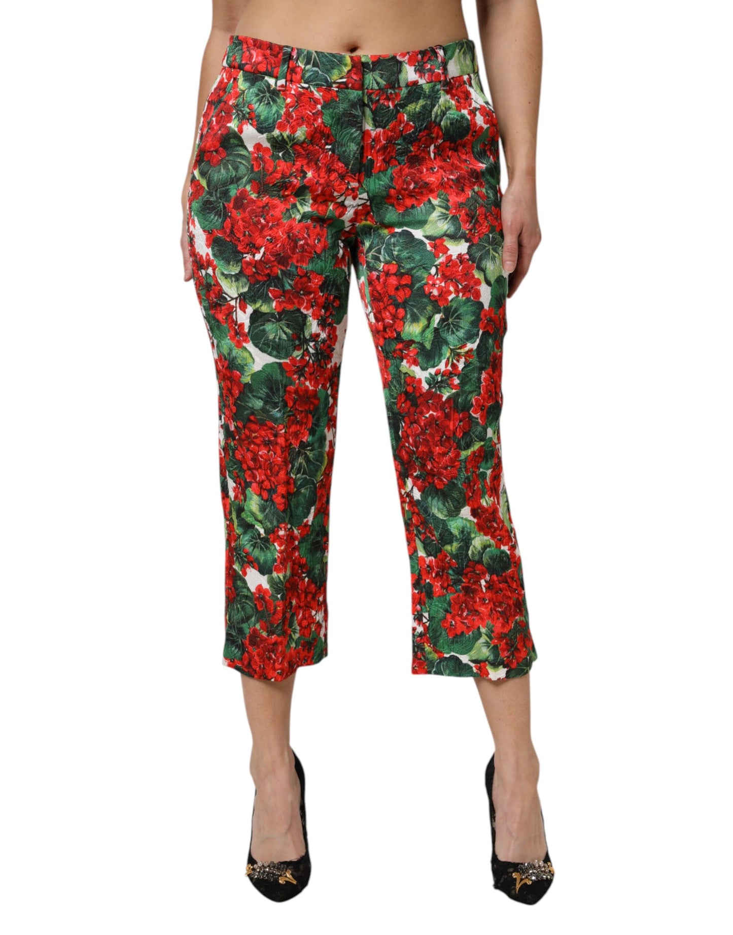 Dolce & Gabbana Multicolor Floral Print Cropped Pants