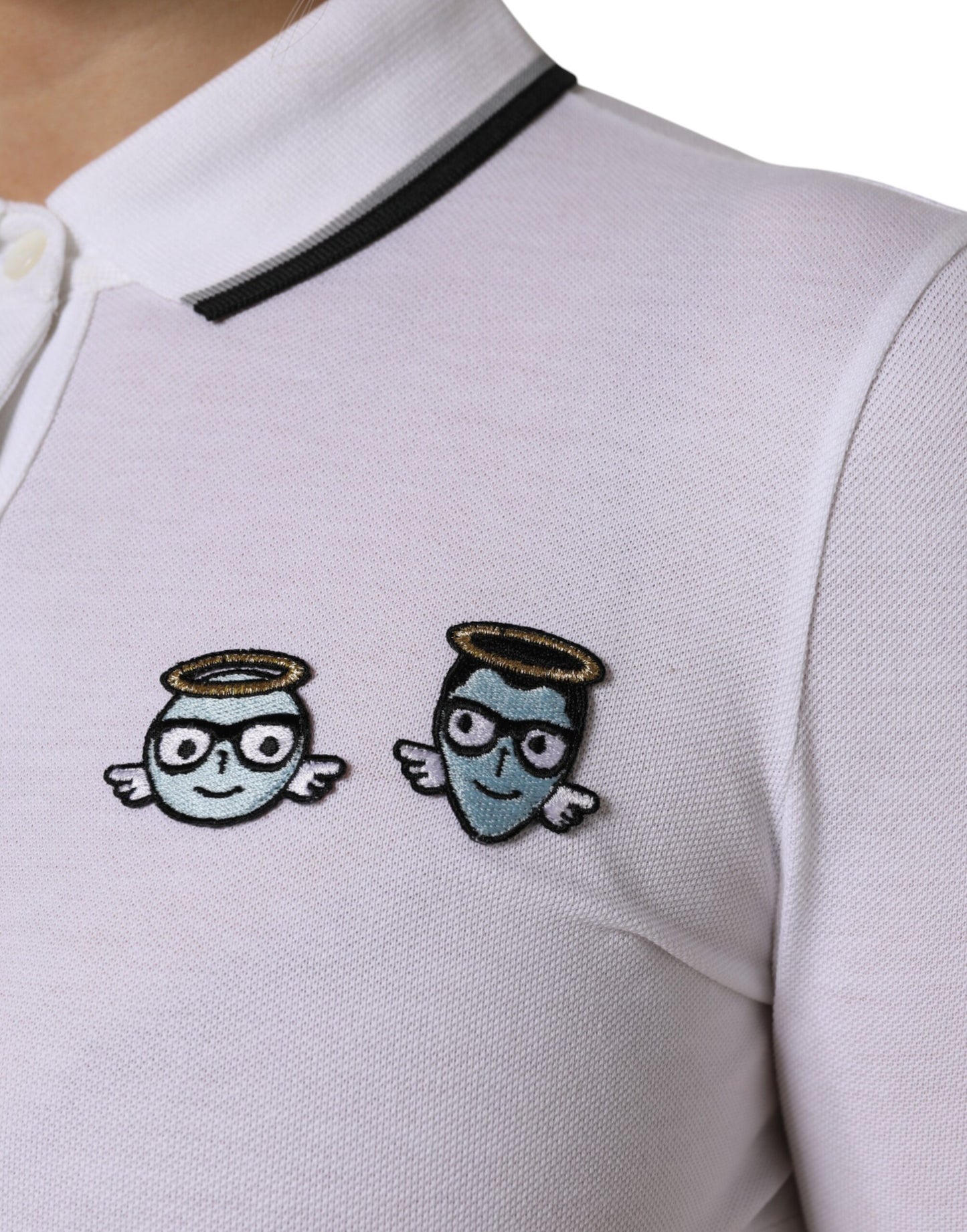 Dolce & Gabbana White Cotton Short Sleeves Collared Polo Top