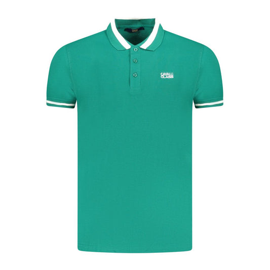 Cavalli Class Green Cotton Polo Shirt
