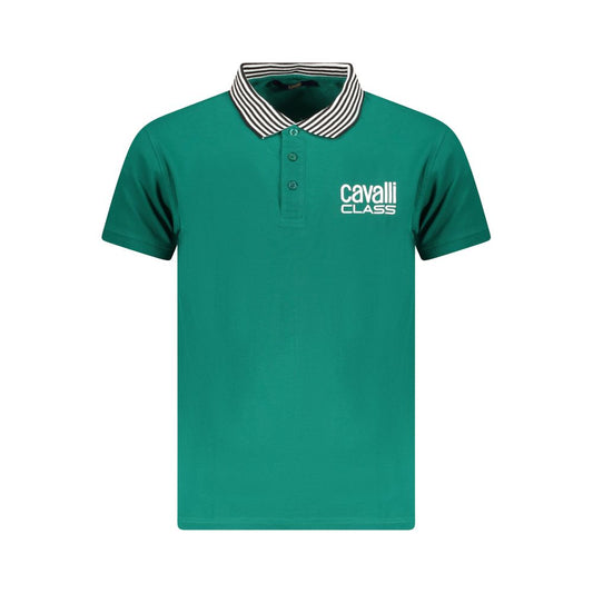 Cavalli Class Green Cotton Polo Shirt