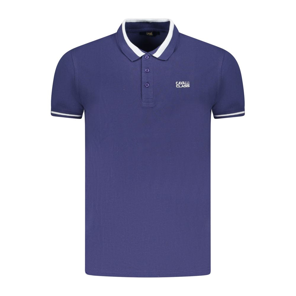 Cavalli Class Blue Cotton Polo Shirt