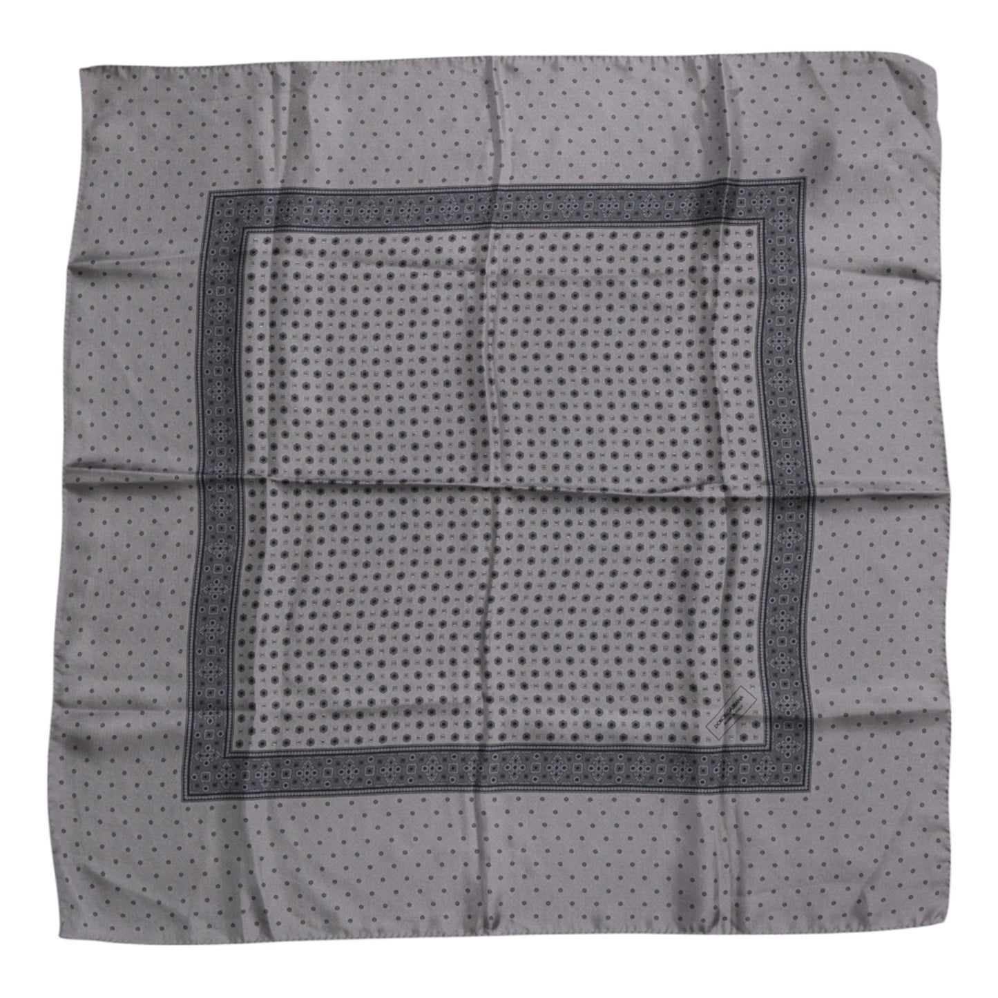 Dolce & Gabbana Gray Polka Dot Silk Square Men Foulard Scarf