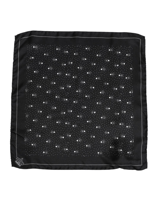 Dolce & Gabbana Black White Printed Square Men Foulard Scarf