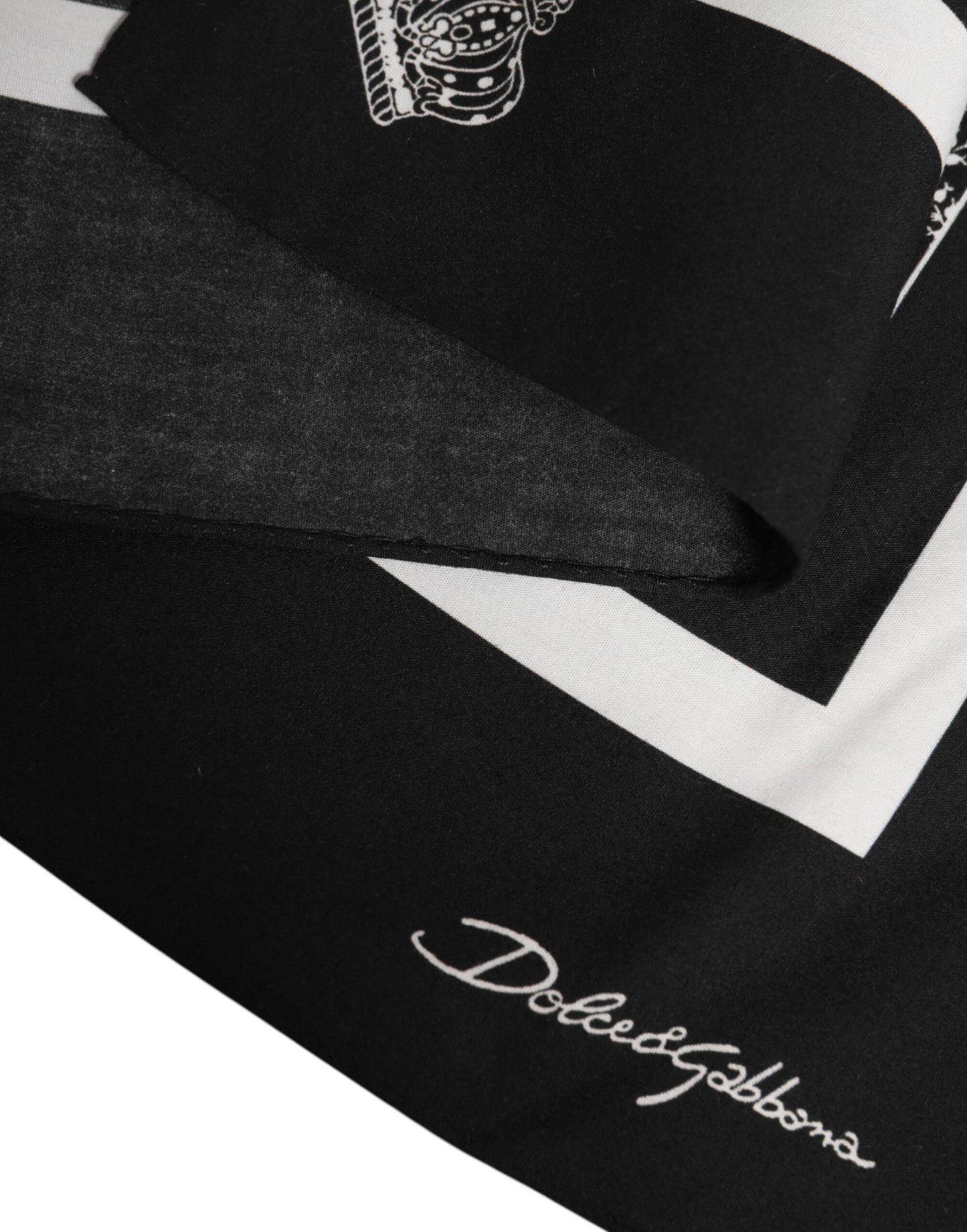 Dolce & Gabbana Black White Printed Square Foulard Scarf