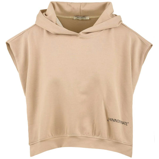 Hinnominate Beige Cotton Women Sleeveless Hoodie