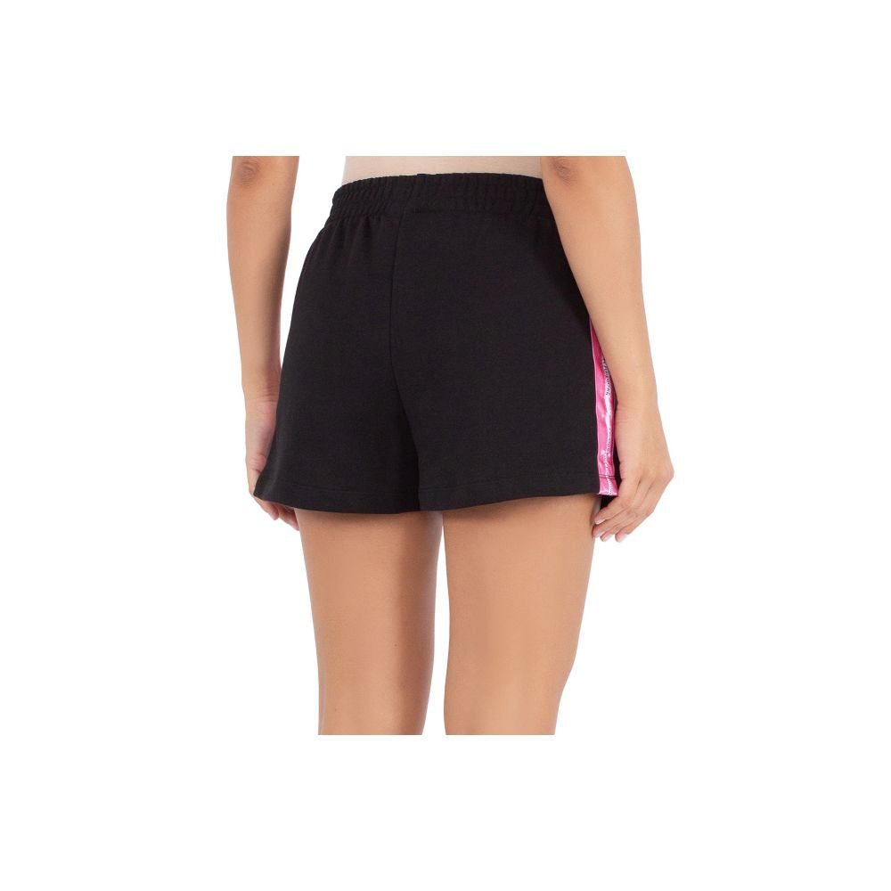 Comme Des Fuckdown Black Cotton Women's Short With Fuchsia Side Bands