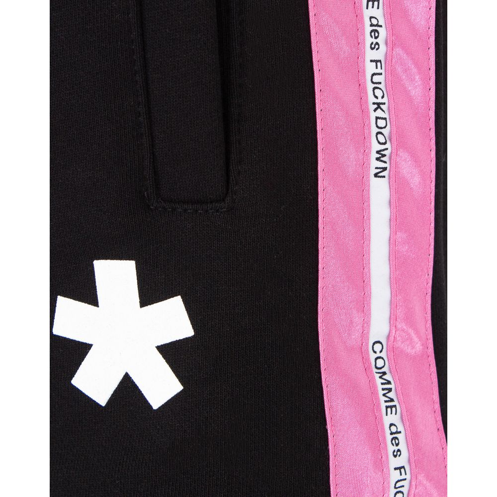 Comme Des Fuckdown Black Cotton Women's Short With Fuchsia Side Bands