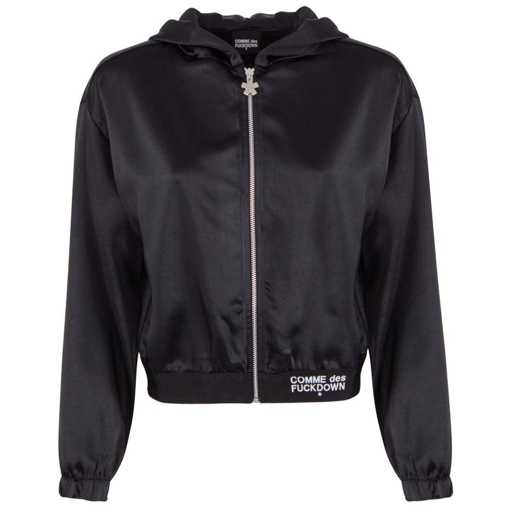 Comme Des Fuckdown Black Polyester Women's Hooded Sweatshirt