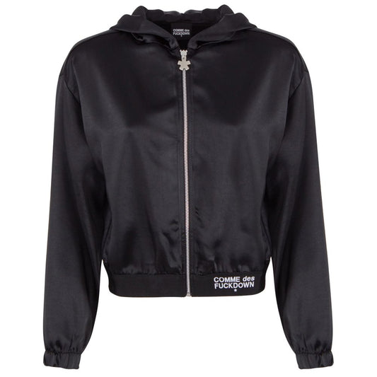 Comme Des Fuckdown Black Polyester Women's Hooded Sweatshirt