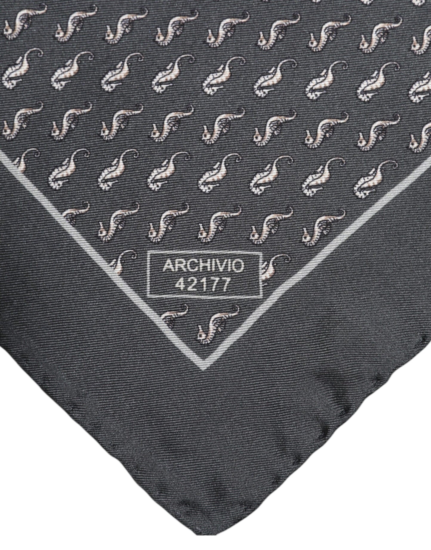 Dolce & Gabbana Black Fish Print Silk Square Men Foulard Scarf