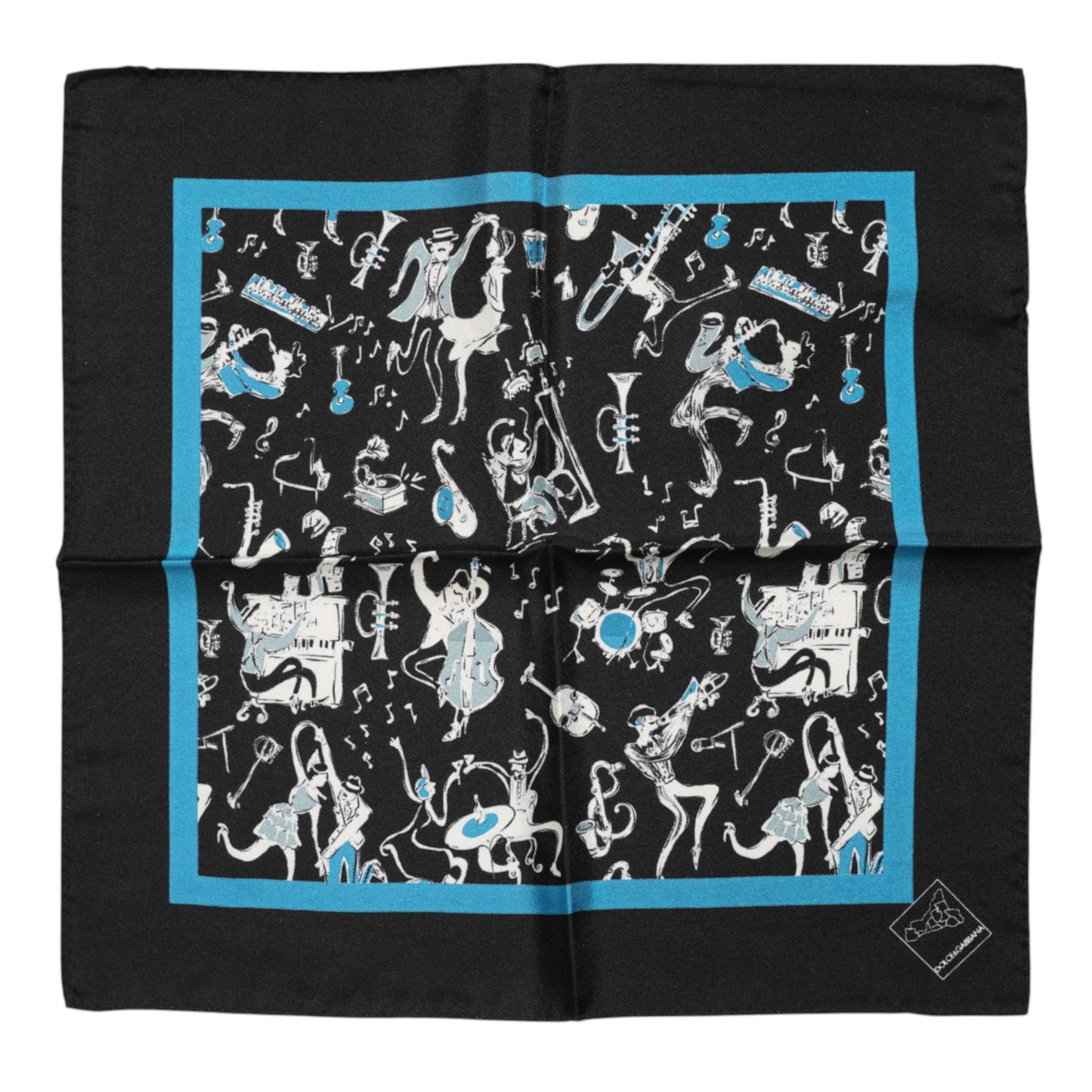 Dolce & Gabbana Black Jazz Club Silk Square Men Foulard Scarf
