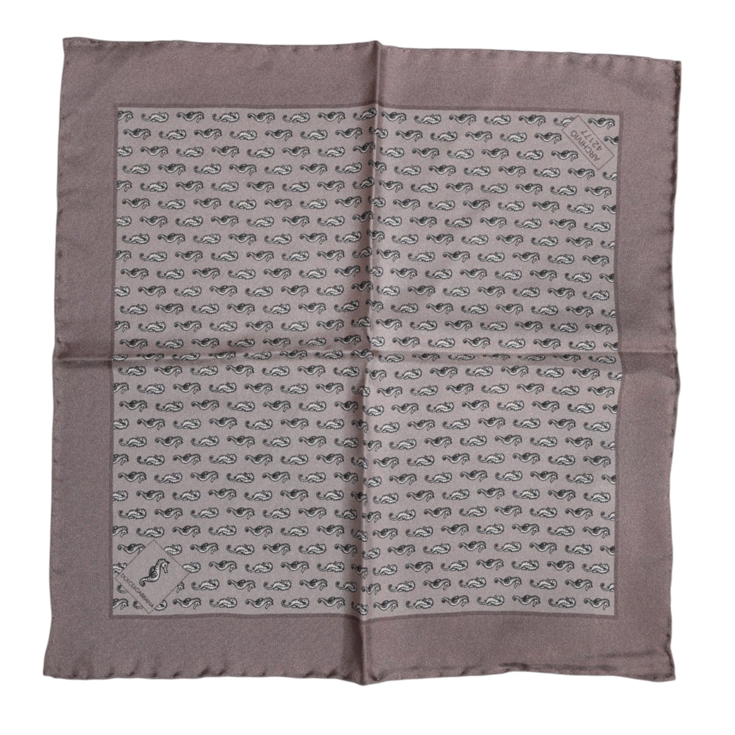 Dolce & Gabbana Brown Sea Horse Silk Square Foulard Scarf