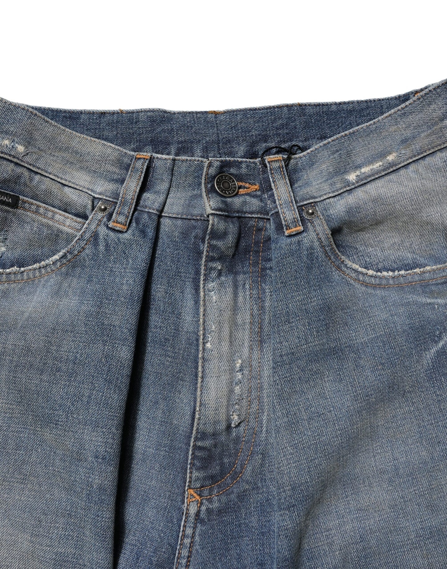 Dolce & Gabbana Blue Cotton Tattered Men Denim Jeans