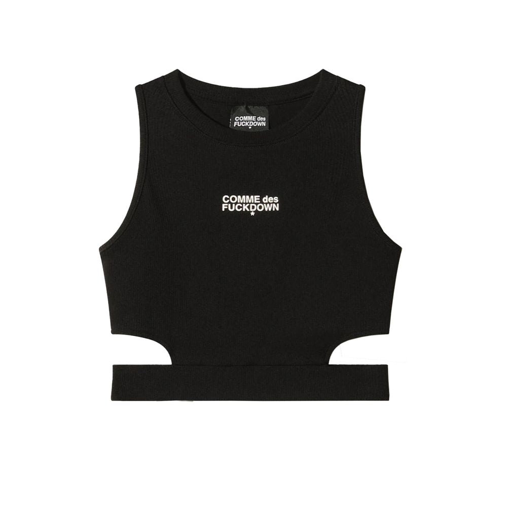 Comme Des Fuckdown Black Cotton Women's Cropped Top
