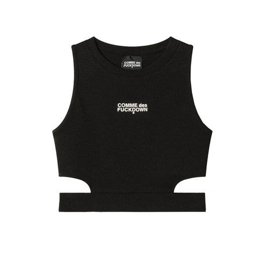 Comme Des Fuckdown Black Cotton Women's Cropped Top