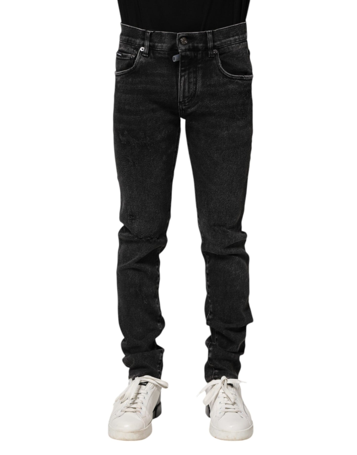 Dolce & Gabbana Black Cotton Skinny Men Denim Jeans