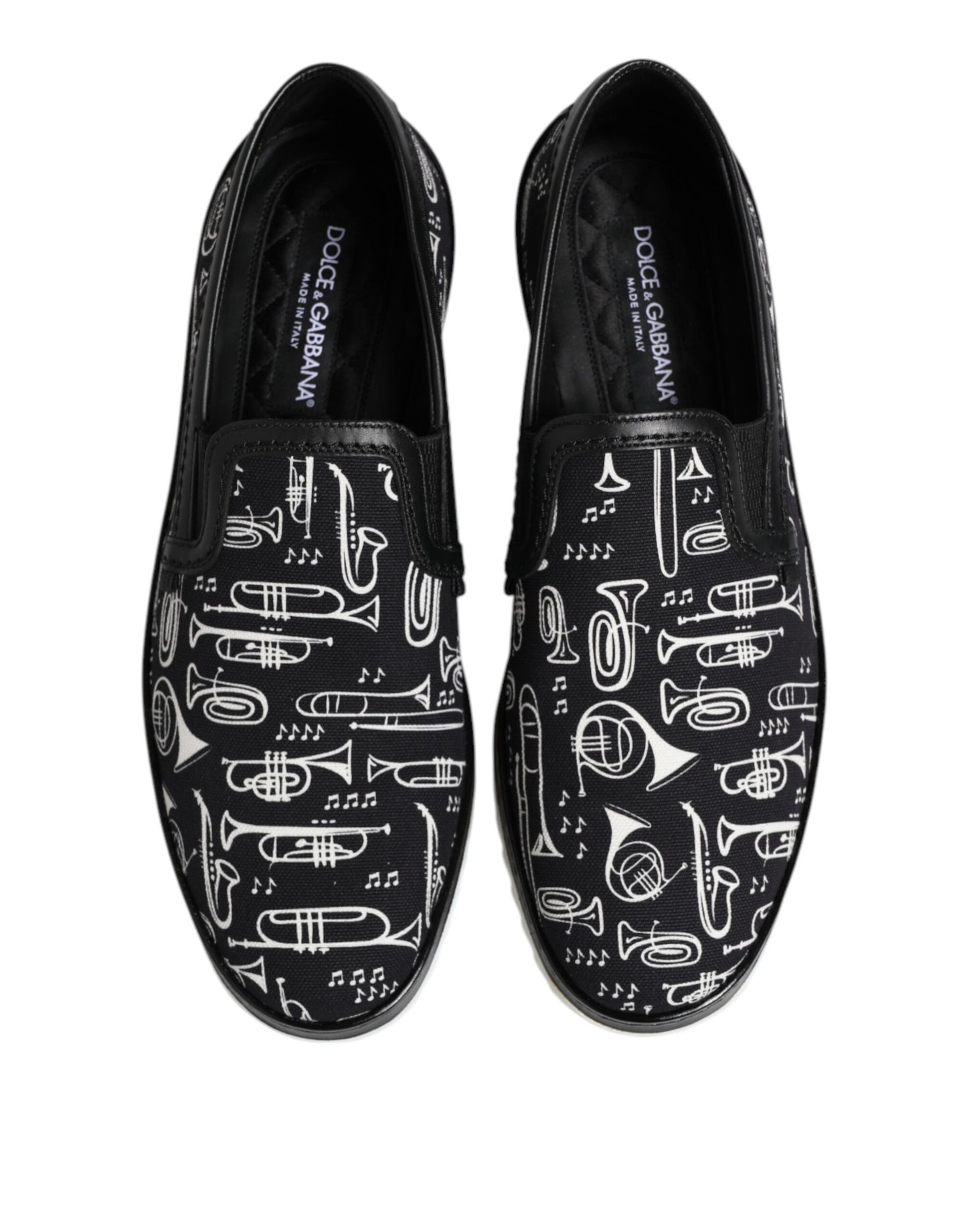 Dolce & Gabbana Black Slip On Printed Men Loafers Shoes