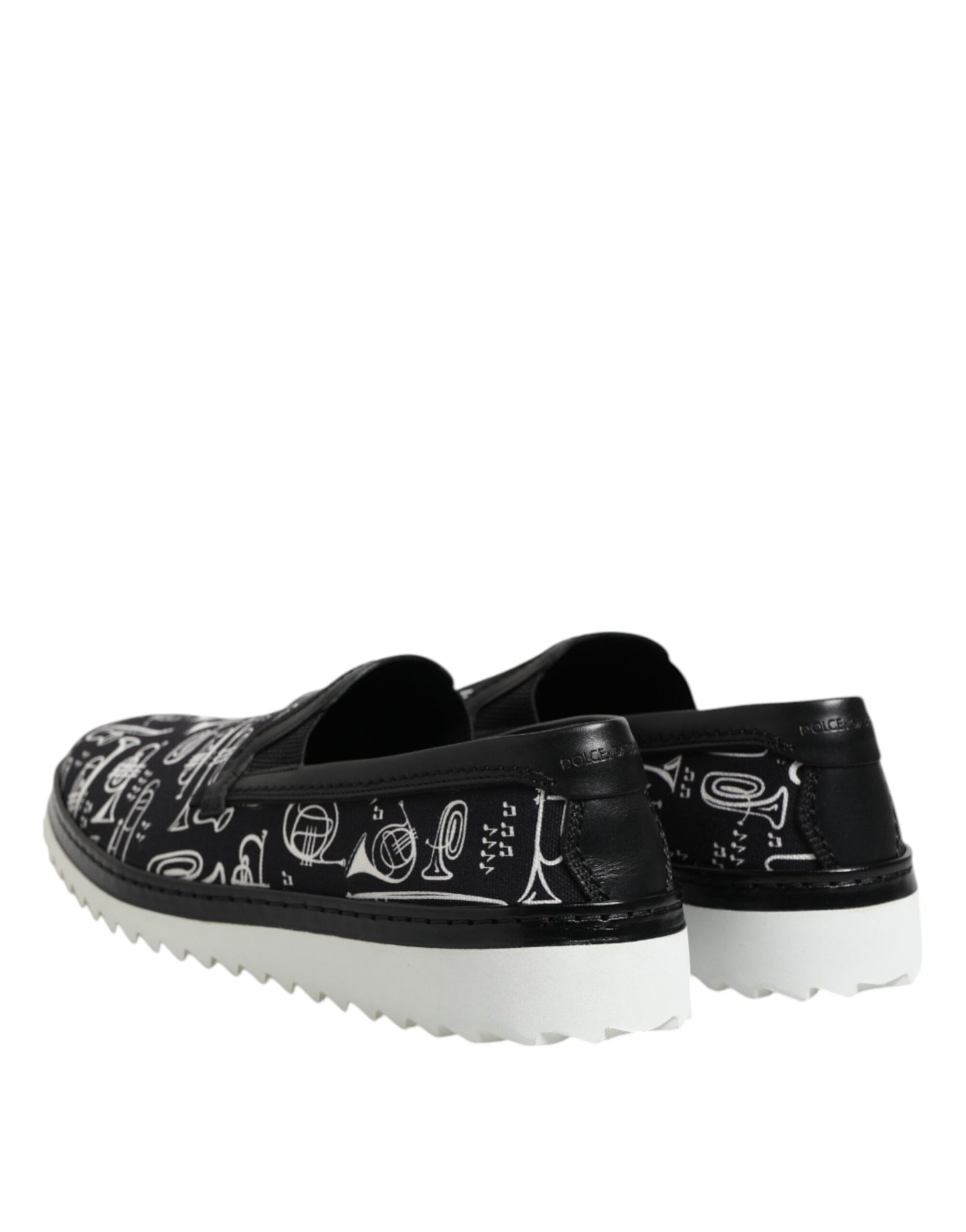 Dolce & Gabbana Black Slip On Printed Men Loafers Shoes