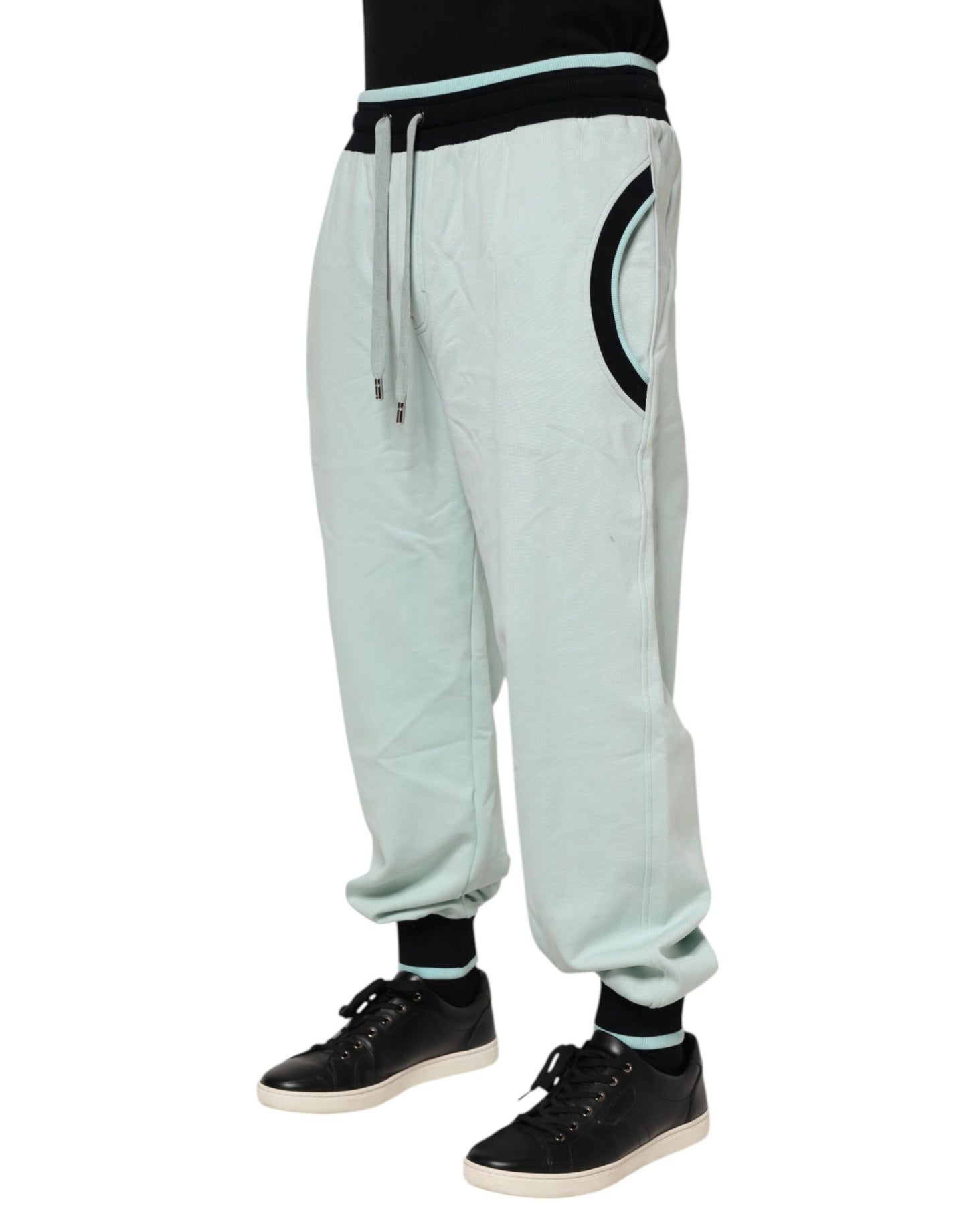 Dolce & Gabbana Light Green Cotton Men Jogger Sweatpants Pants