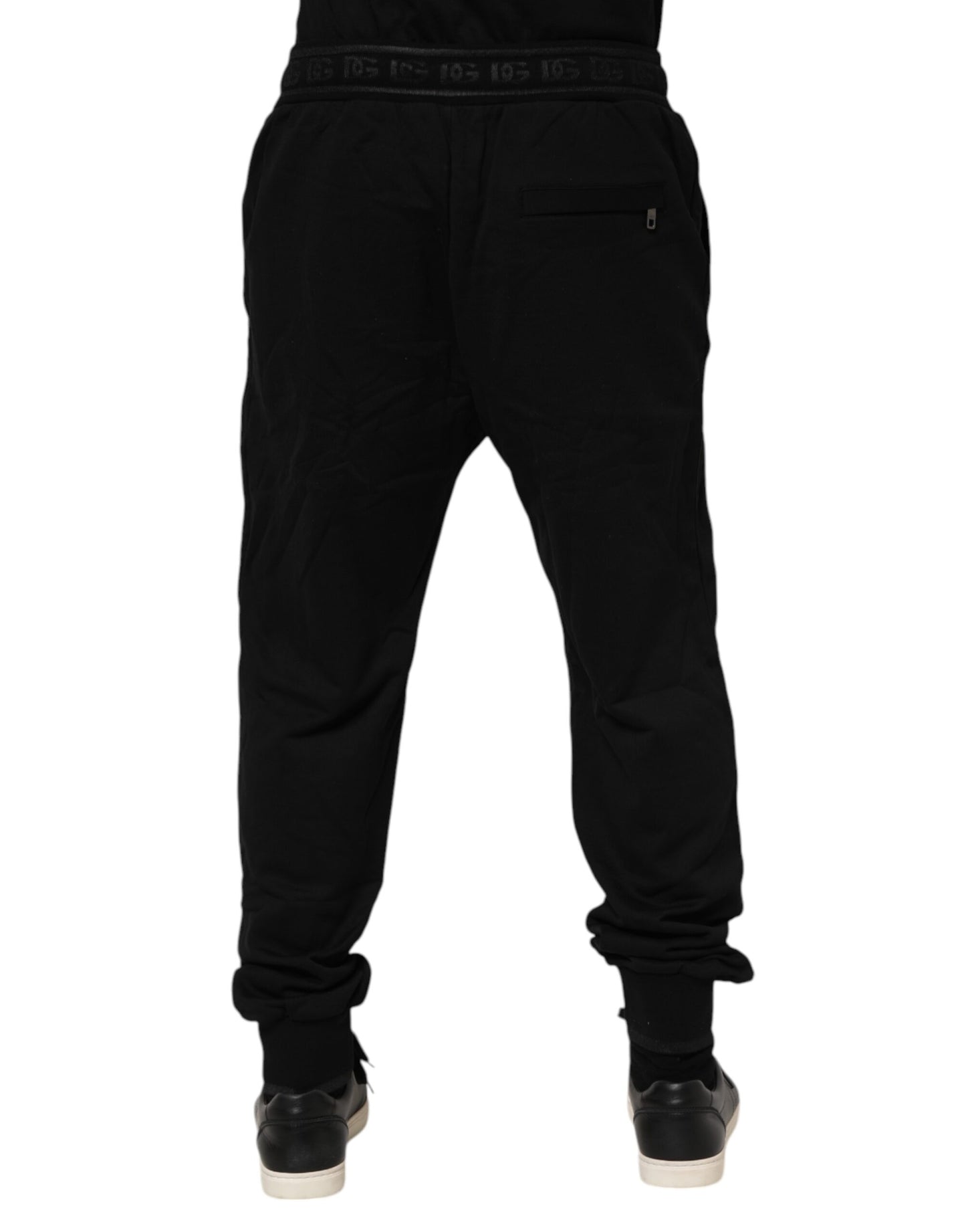 Dolce & Gabbana Black Cotton Drawstring Jogger Pants