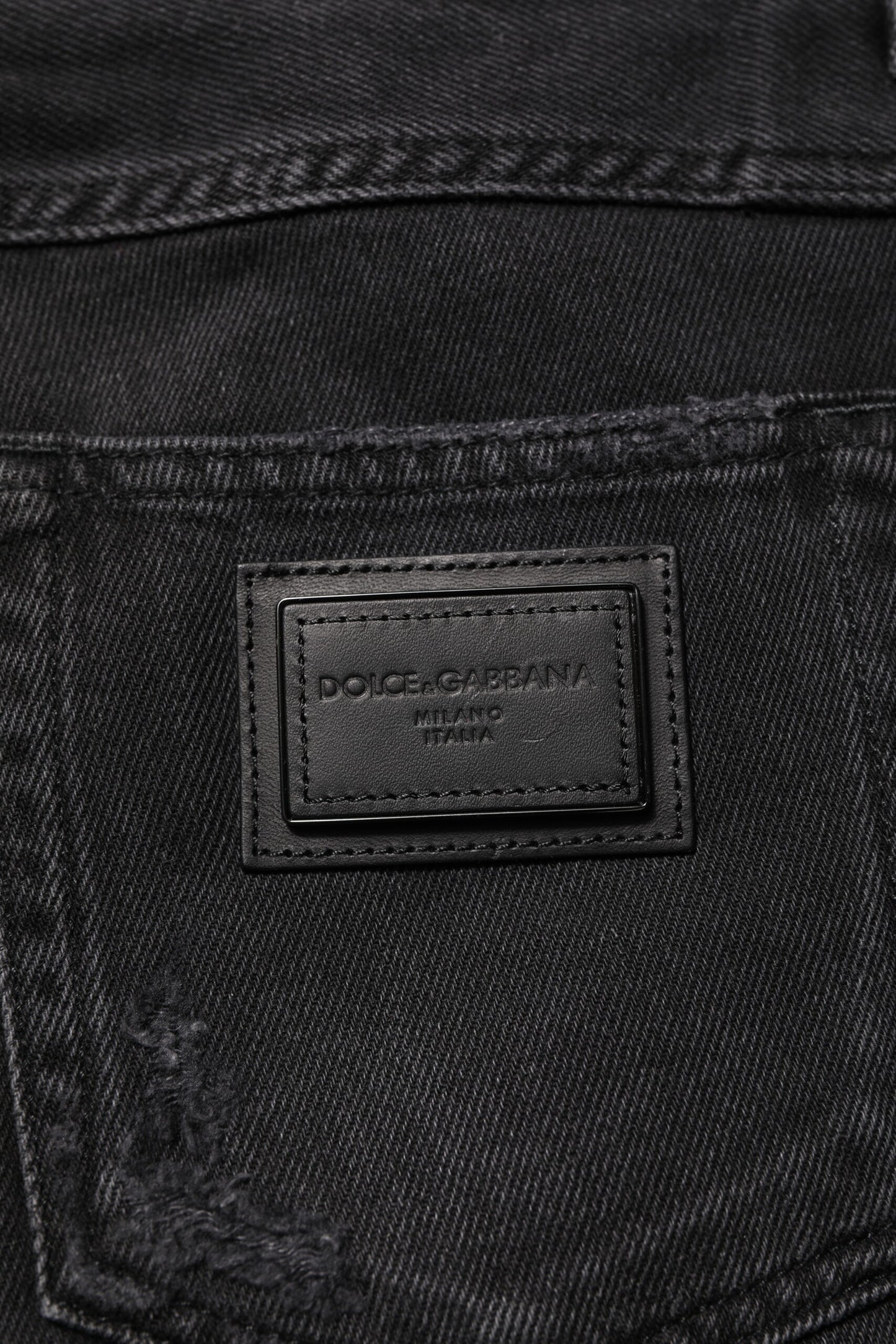 Dolce & Gabbana Black Cotton Logo Plaque Skinny Denim Jeans