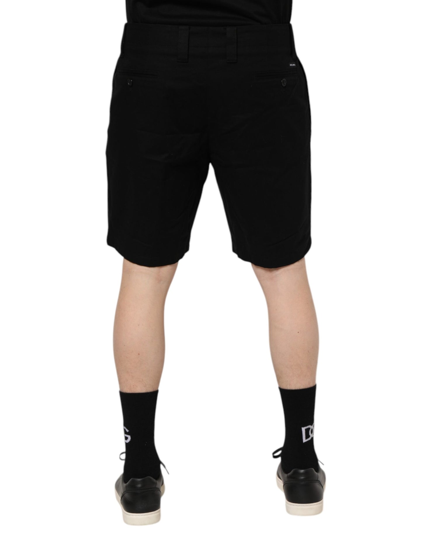 Dolce & Gabbana Black Cotton Knee Length Men Bermuda Shorts