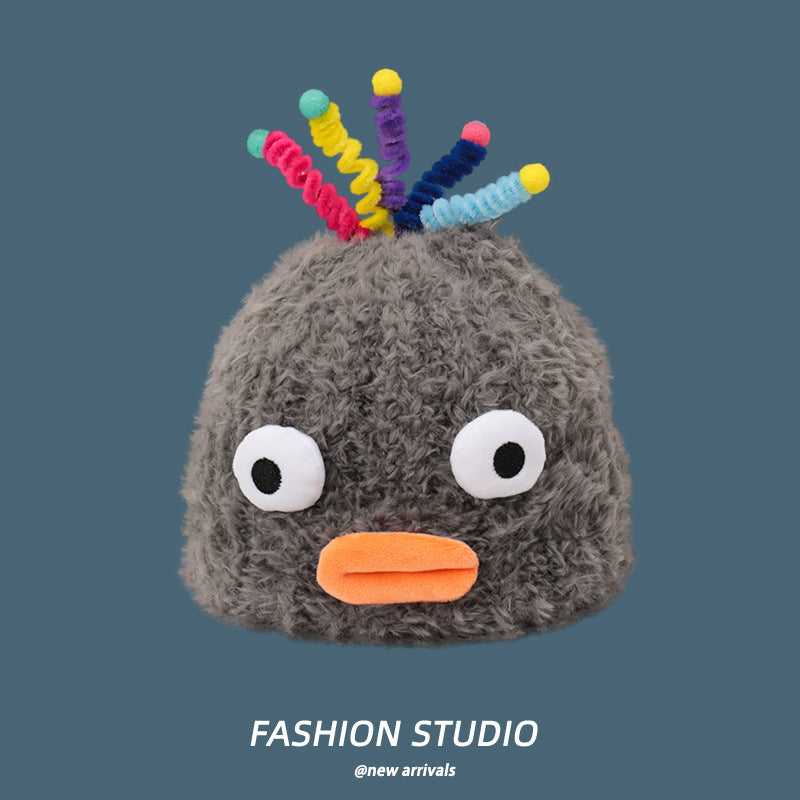 Casual Cute Sleeve Cap Warm, Comfortable And Breathable Plush Bonnet