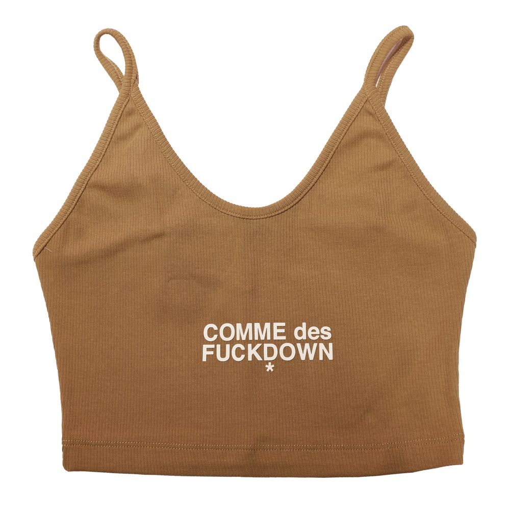 Comme Des Fuckdown Brown Cotton T-Shirt
