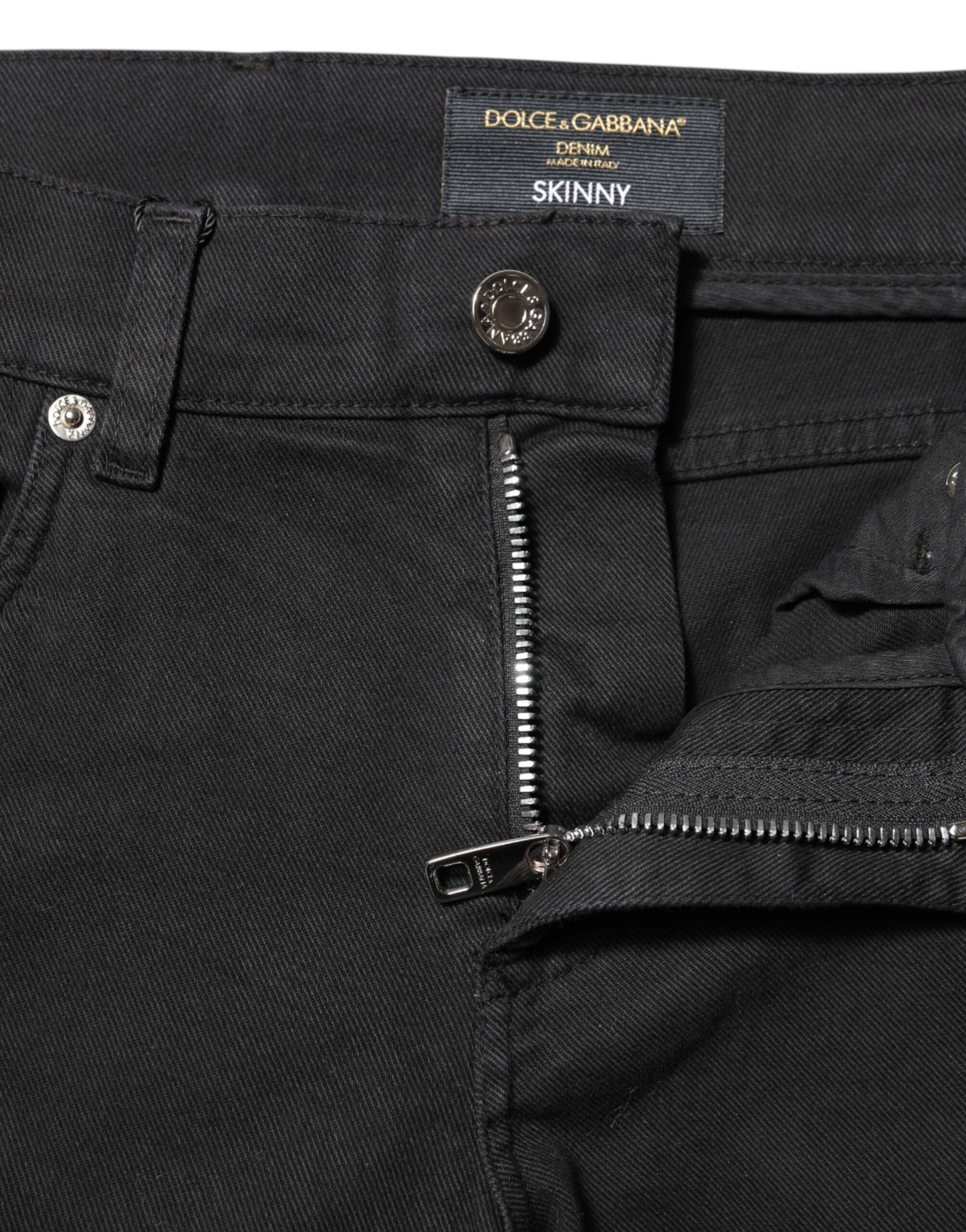 Dolce & Gabbana Black Tattered White Lining Skinny Denim Jeans