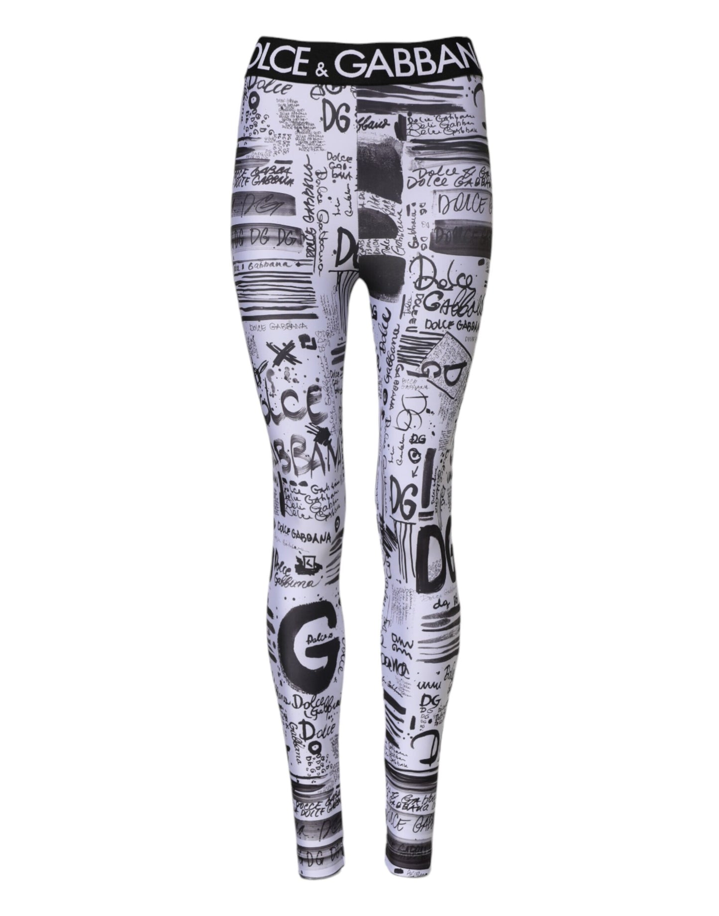 Dolce & Gabbana White Graphic HighWaist Skinny Leggings Pants