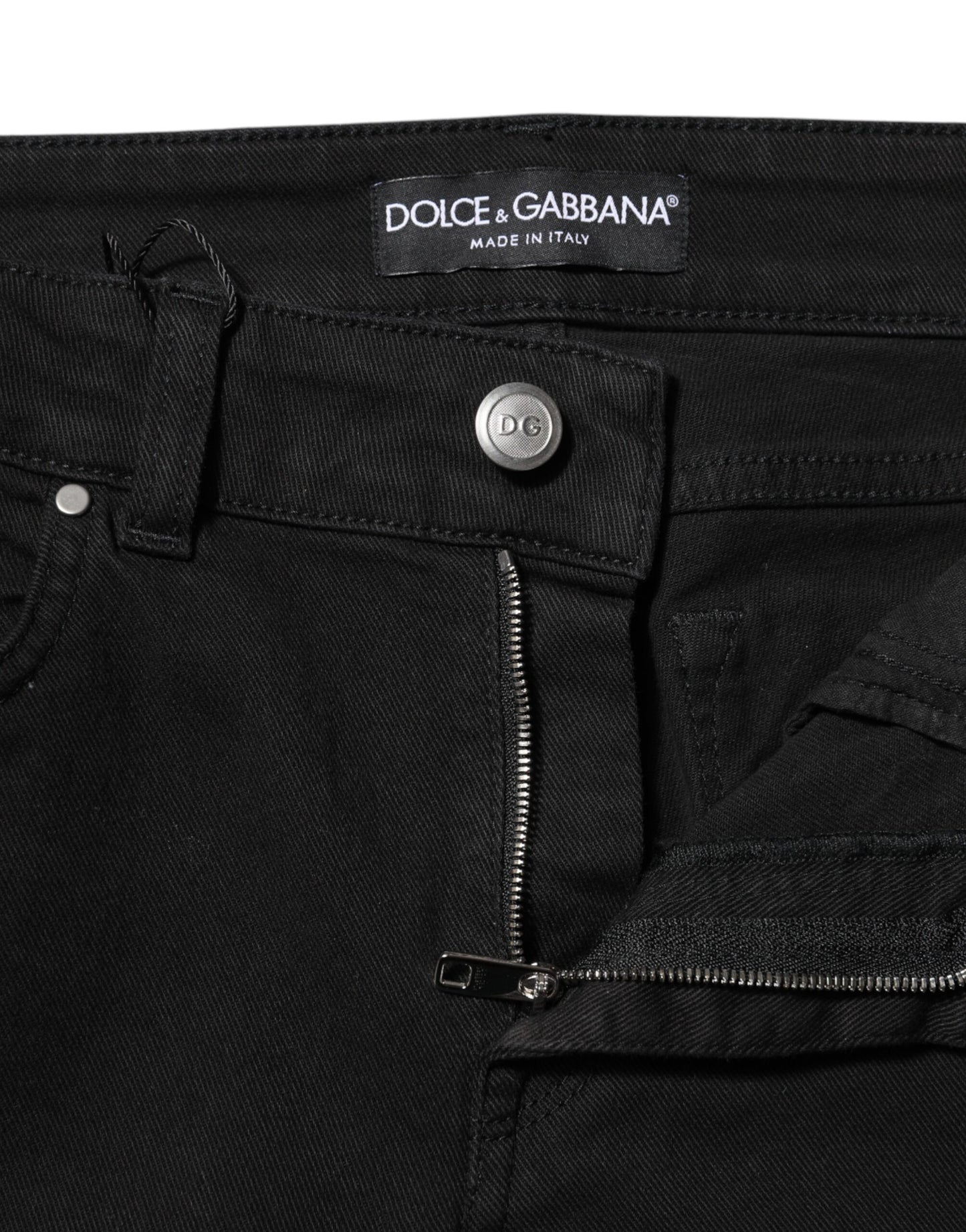 Dolce & Gabbana Black Cotton Skinny Mid Waist Denim Jeans