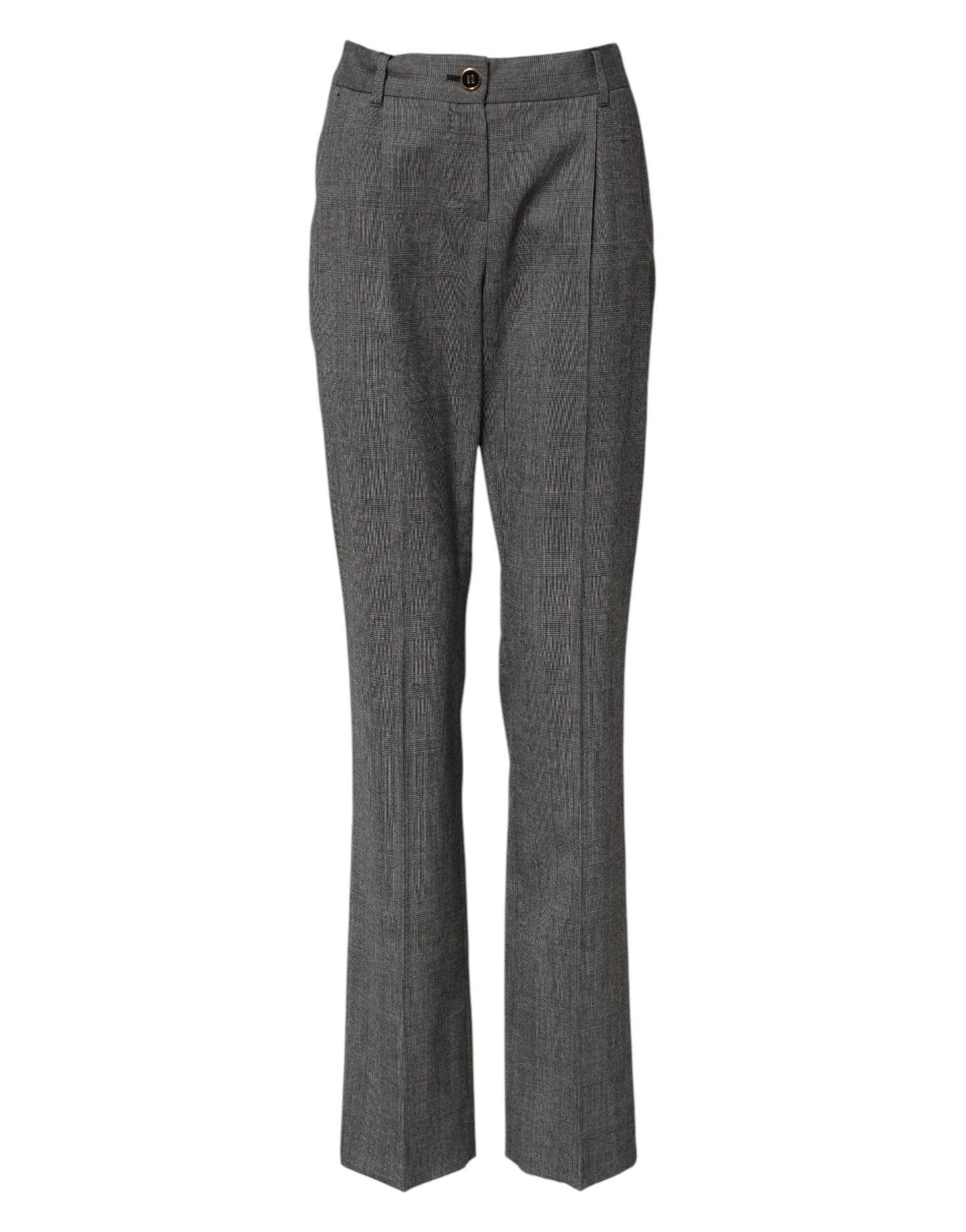 Dolce & Gabbana Gray Checkered High Waist Flared Pants