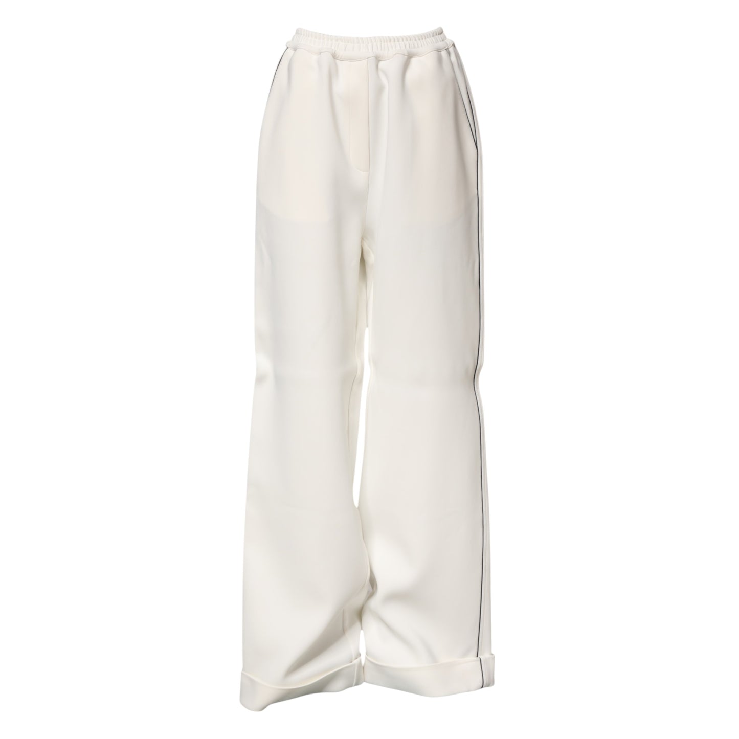 Dolce & Gabbana White Viscose Wide Leg Pull On Pants