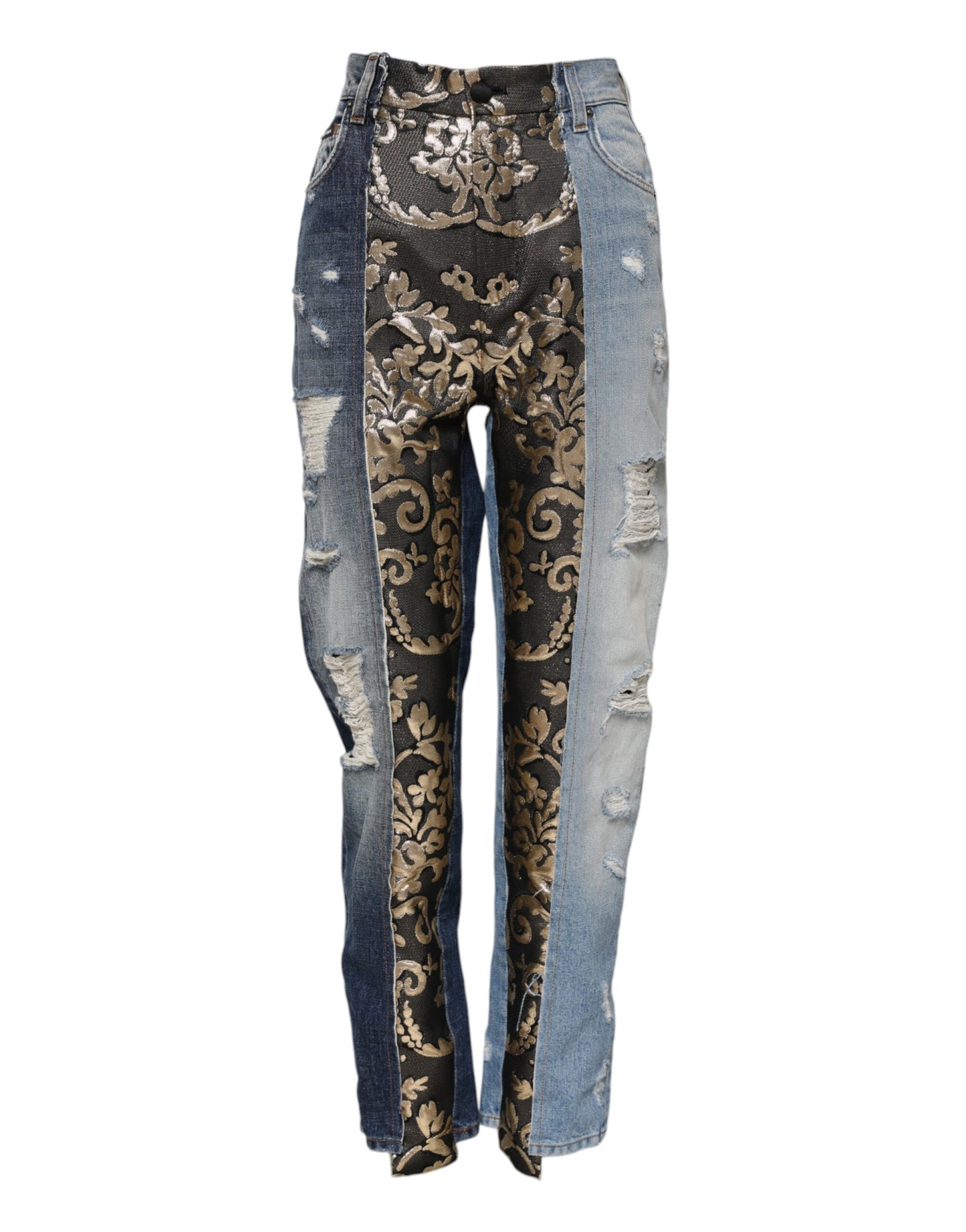 Dolce & Gabbana Multicolor Patchwork Tapered Denim Jeans