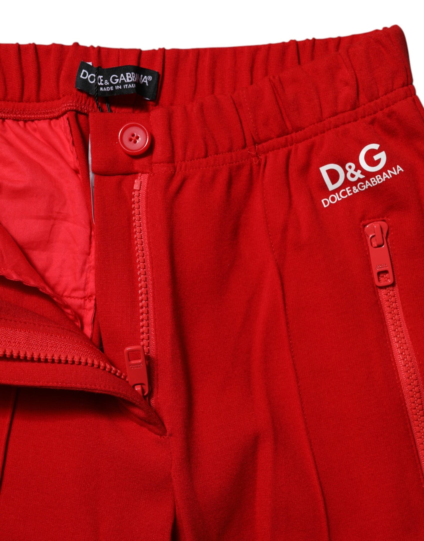 Dolce & Gabbana Red Mid Waist Slim Fit Pants