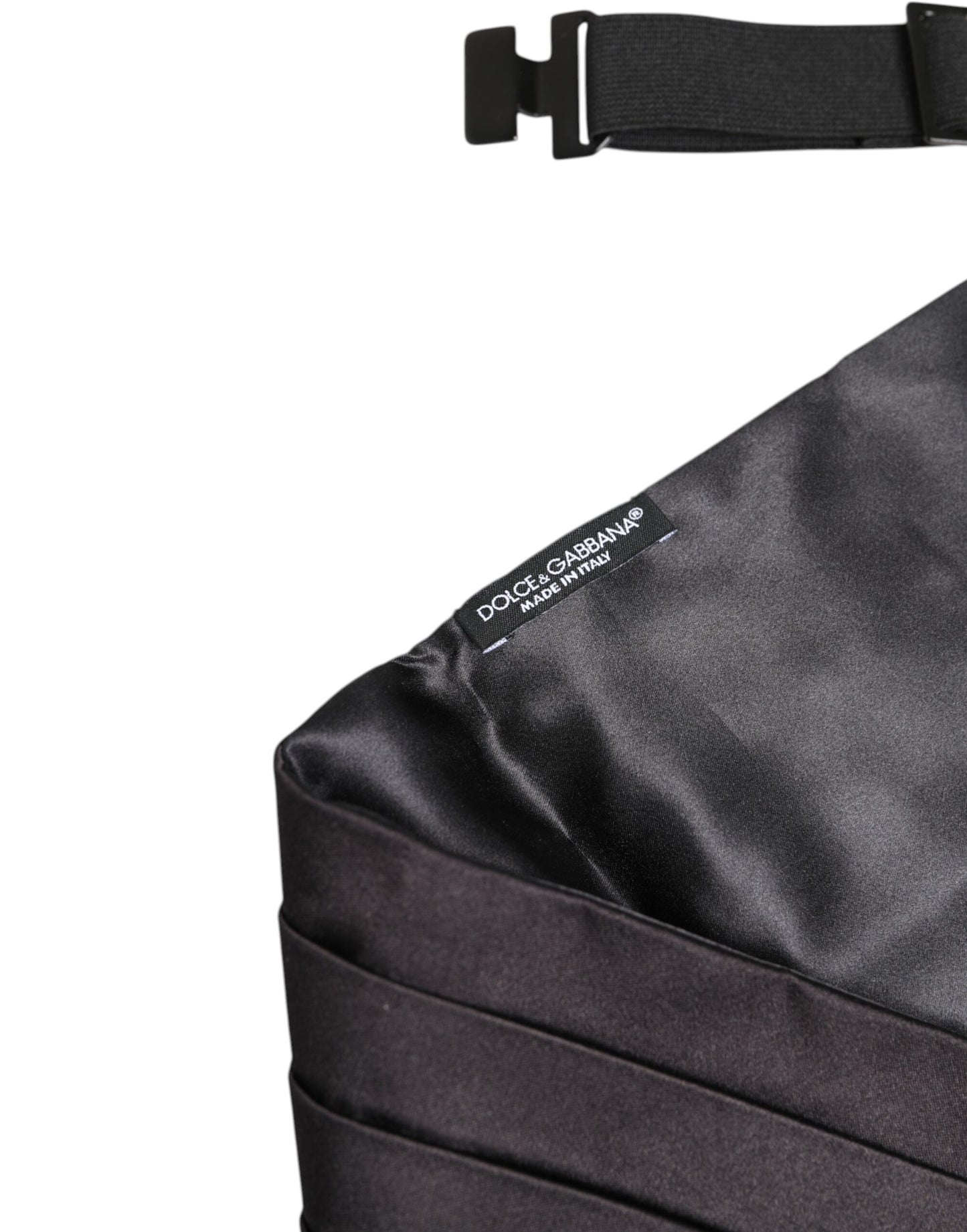 Dolce & Gabbana Black Men 100% Silk Belt Wide Waist Cummerbund