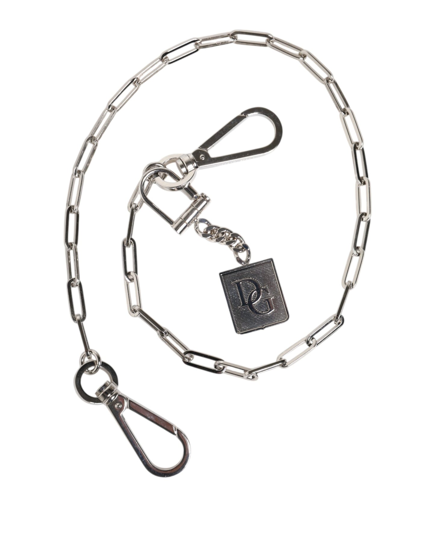 Dolce & Gabbana Silver Tone Metal Chain DG Charm Belt Keychain