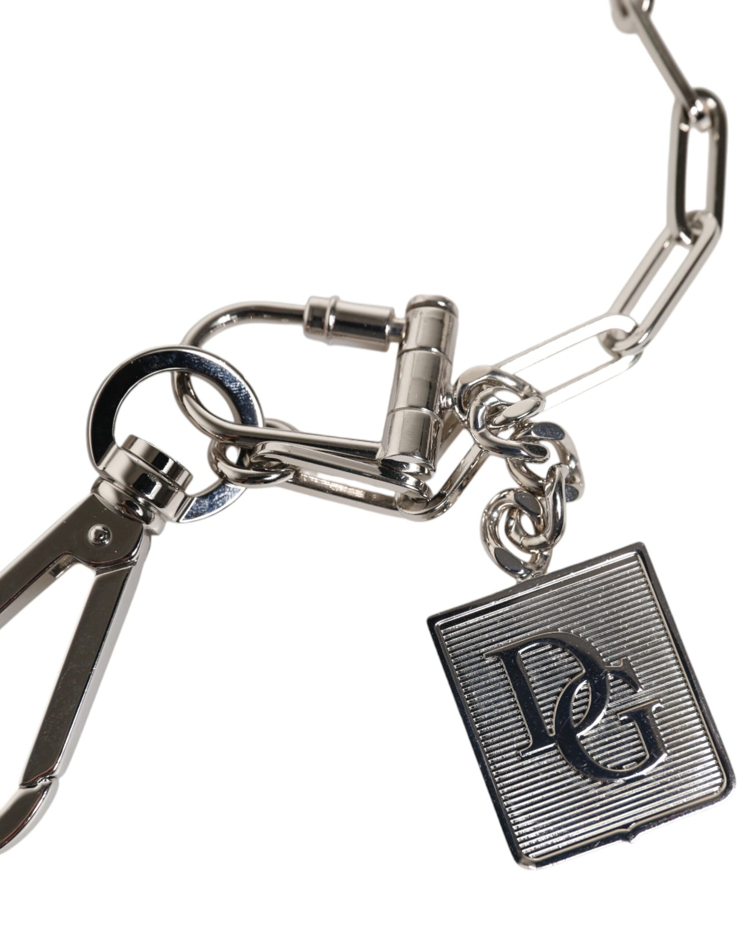 Dolce & Gabbana Silver Tone Metal Chain DG Charm Belt Keychain