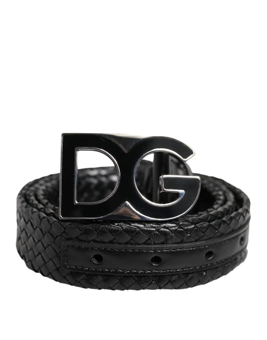 Dolce & Gabbana Black Classic Leather DG Logo Buckle Belt