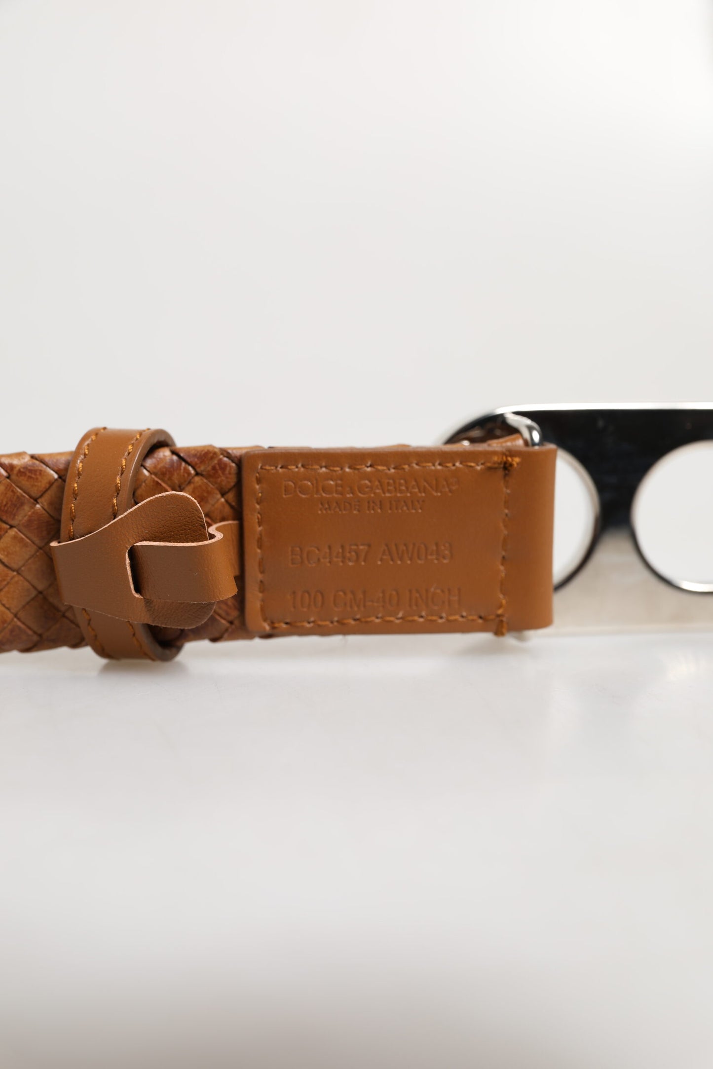 Dolce & Gabbana Brown Braided Metal DG Logo Buckle Belt