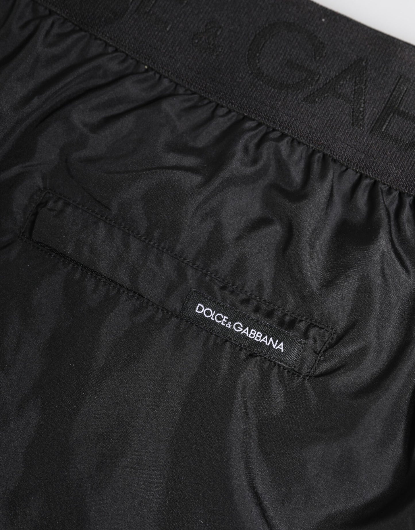 Dolce & Gabbana Black Logo Print Beachwear Men Shorts Swimwear