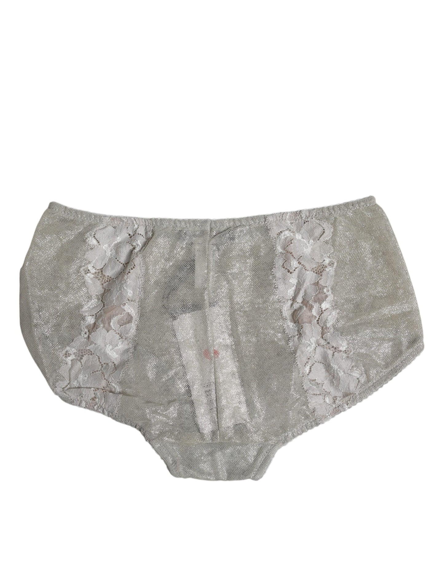 Dolce & Gabbana Gray Cotton Floral Lace High Waist Panty Underwear