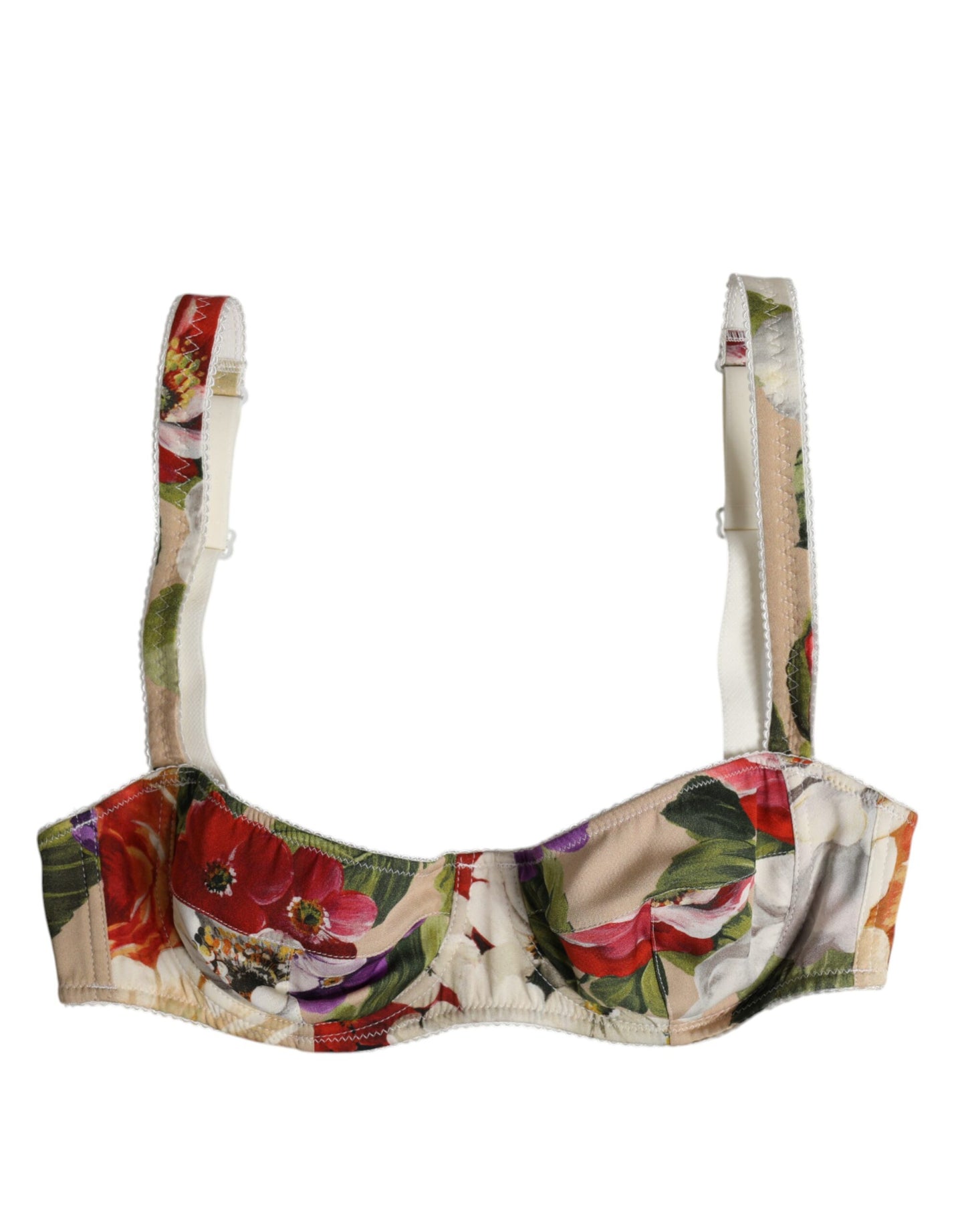Dolce & Gabbana Beige Floral Balconcino Underwired Bra Underwear