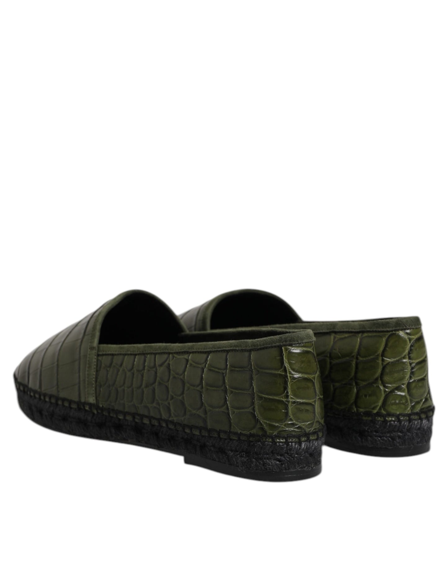 Dolce & Gabbana Green Exotic Leather Espadrilles Slip On Shoes