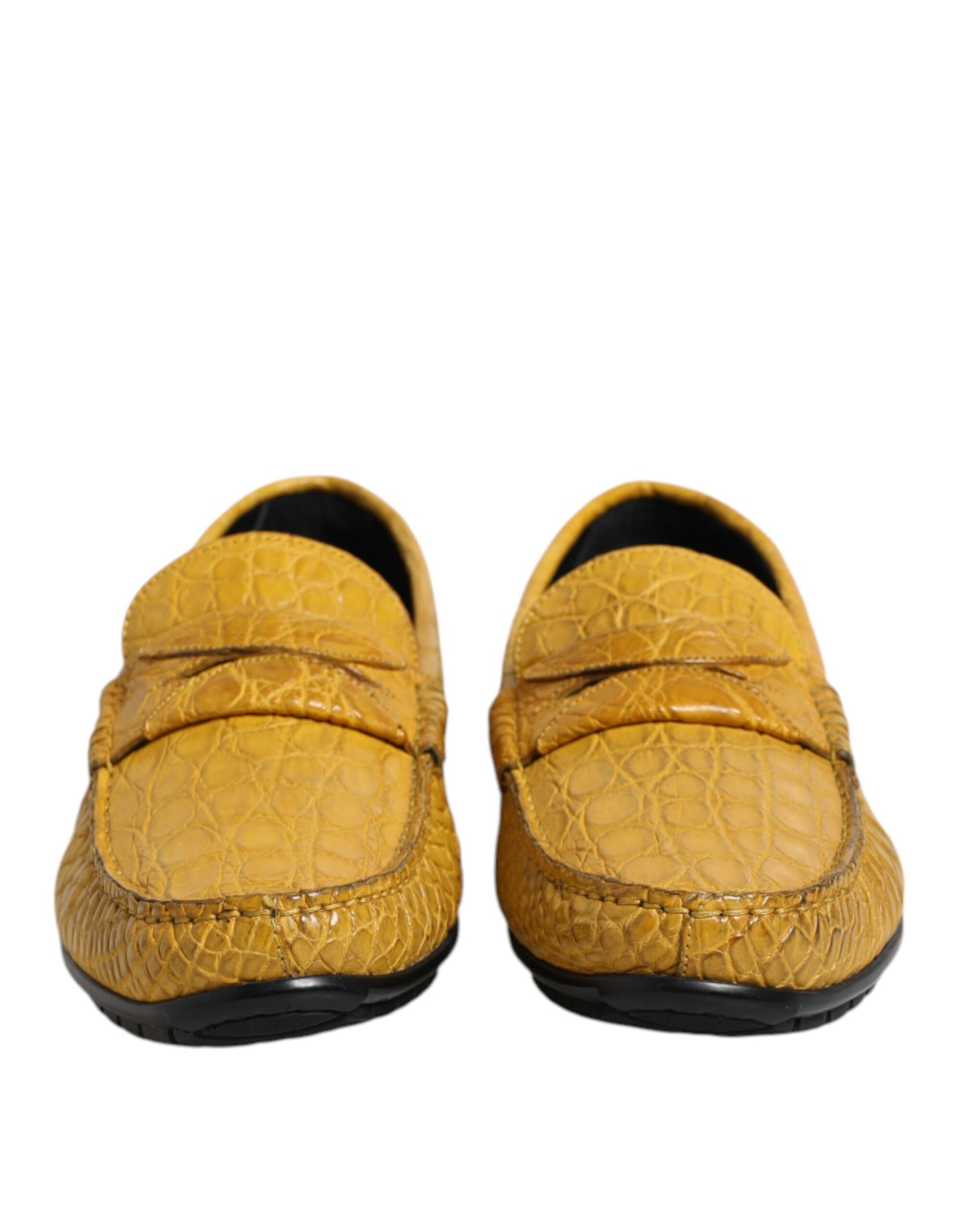 Dolce & Gabbana Yellow Exotic Leather Loafers Slip On Shoes