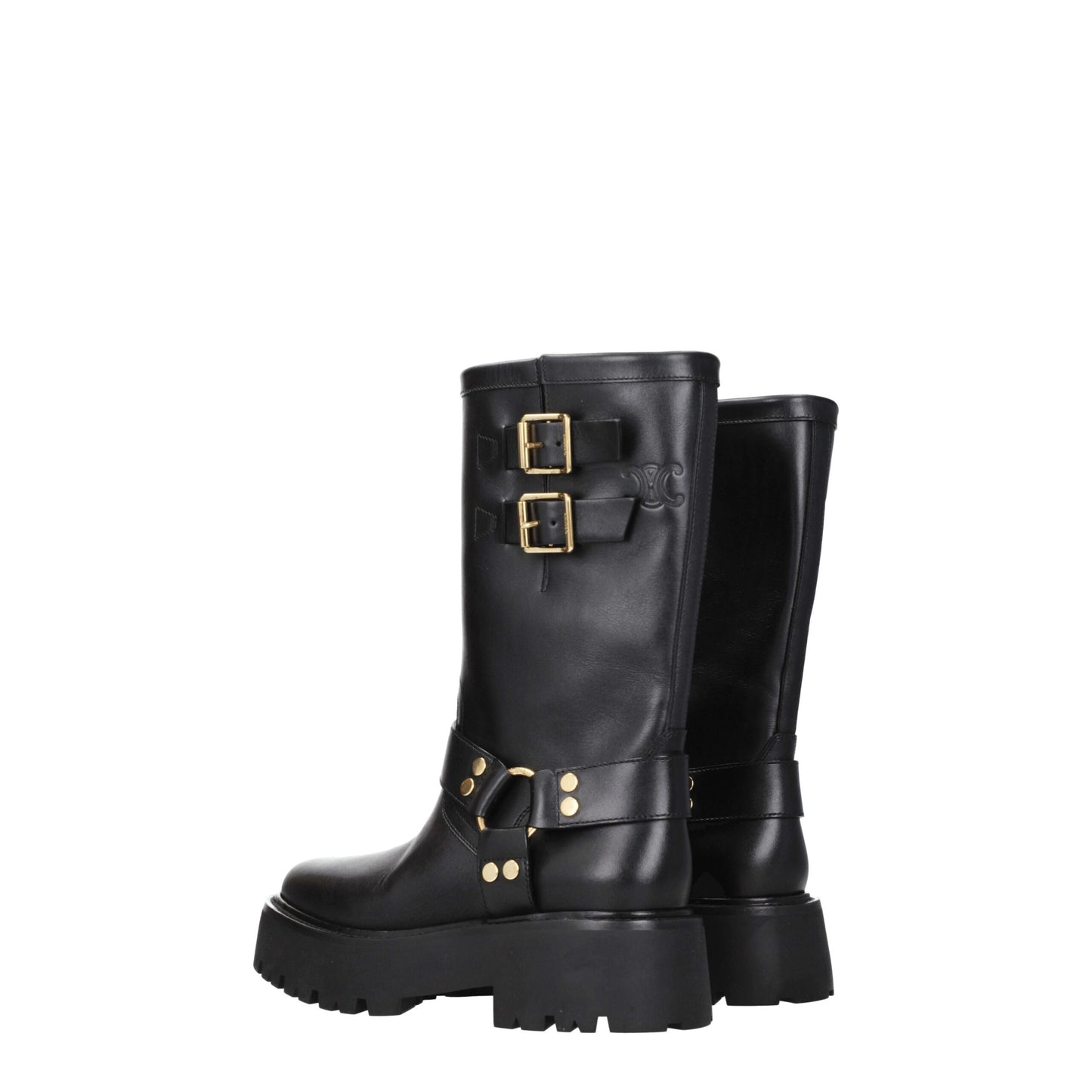 Celine Gold Leather Ankle Boots
