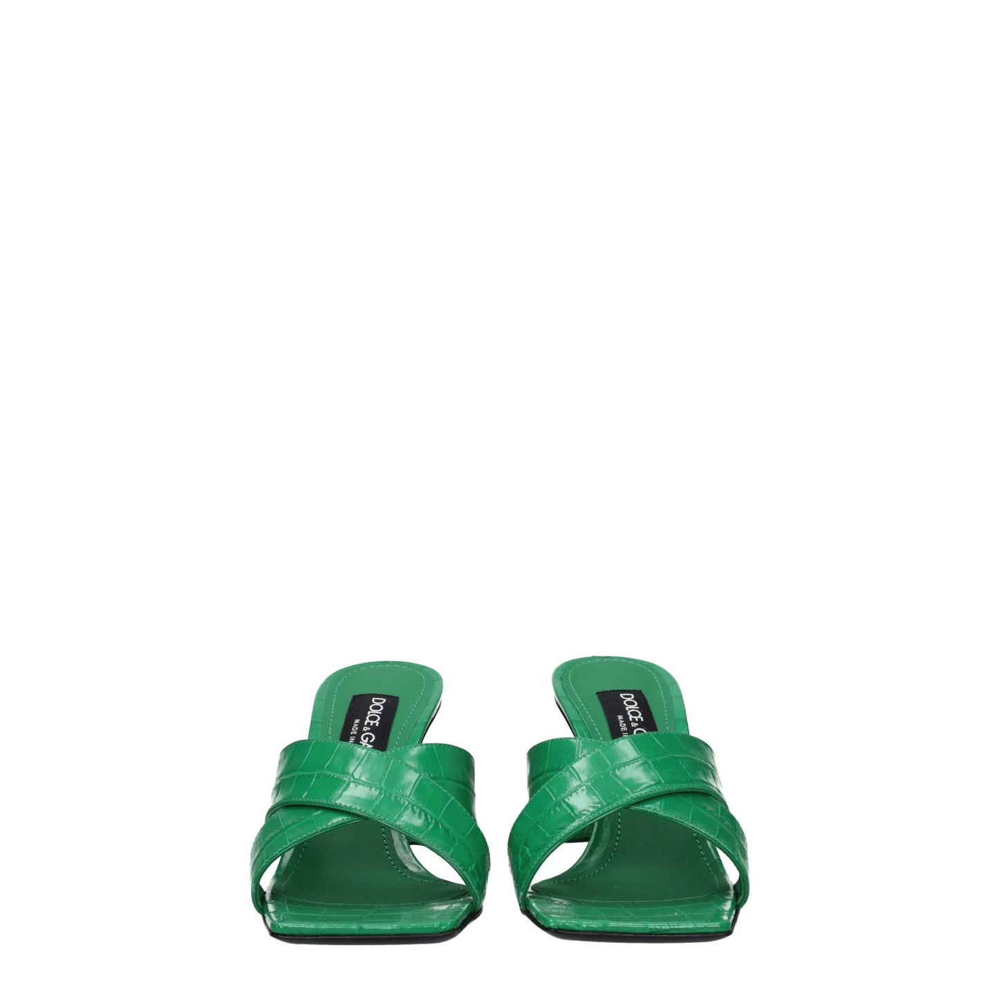 Dolce & Gabbana Green Leather Flat Sandals