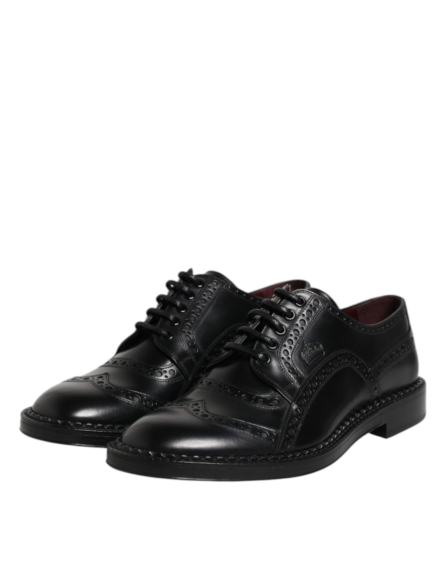 Dolce & Gabbana Black Leather Lace Up Men Derby Formal Shoes