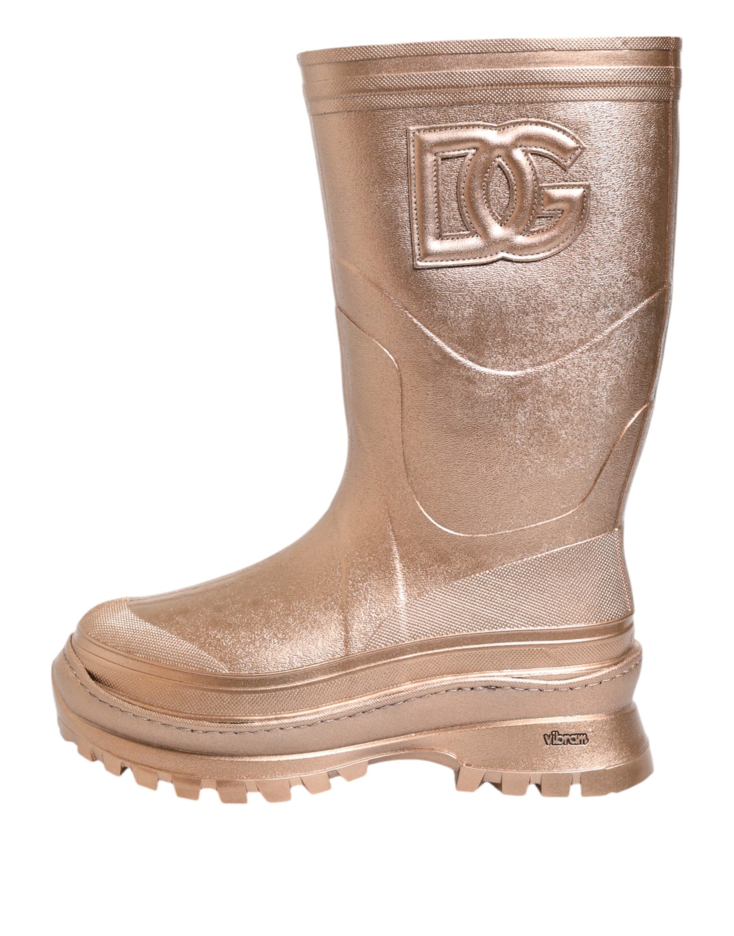 Dolce & Gabbana Rose Gold Rubber Pull On Rain Boots  Shoes